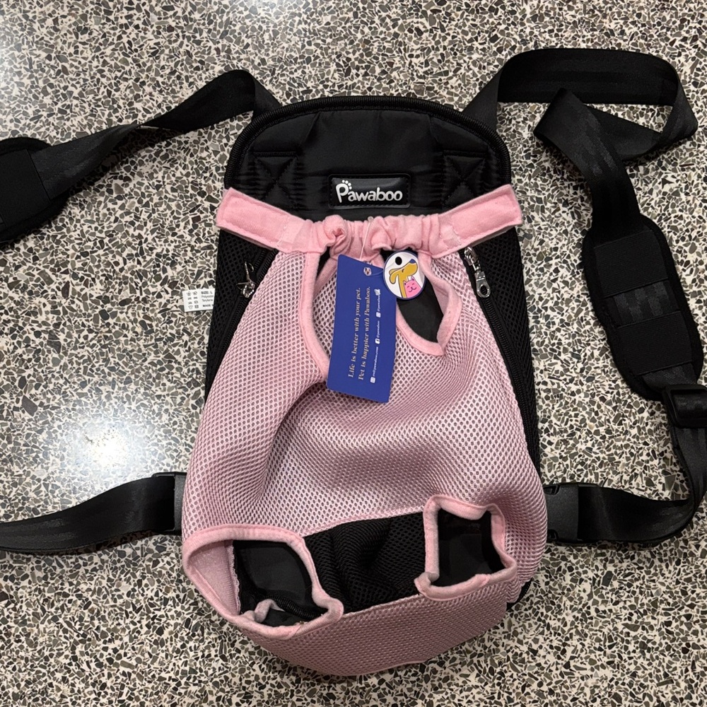 Pawaboo Pink and Black Pet Carrier Backpack